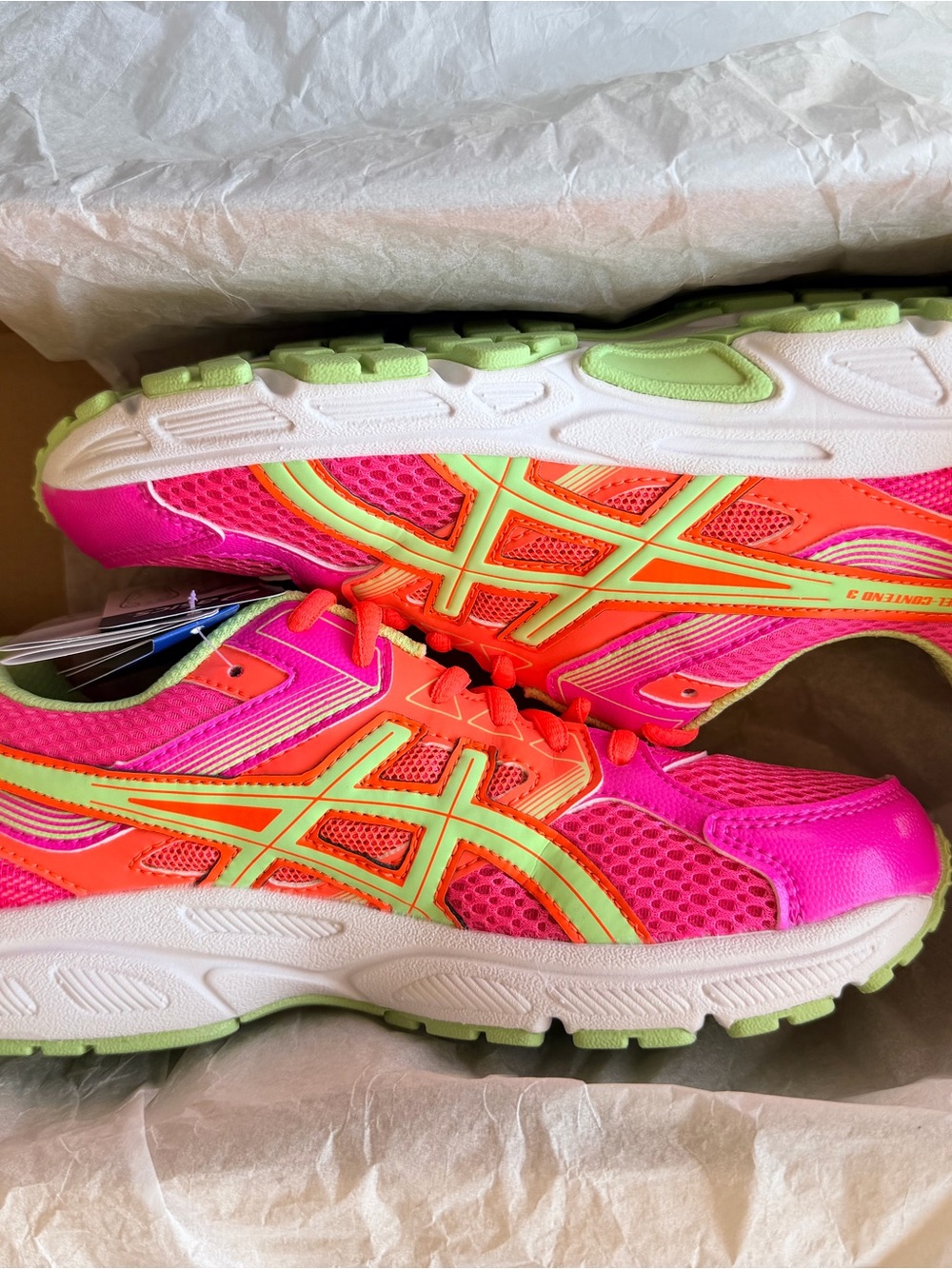 ASICS Kids Sneakers in Hot Pink, Pistachio and Coral - Picture 2 of 6